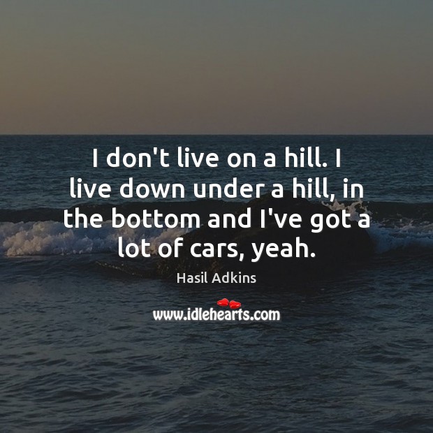 I don’t live on a hill. I live down under a hill, Hasil Adkins Picture Quote