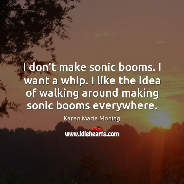 I don’t make sonic booms. I want a whip. I like the Karen Marie Moning Picture Quote