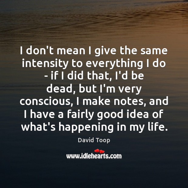 I don’t mean I give the same intensity to everything I do David Toop Picture Quote
