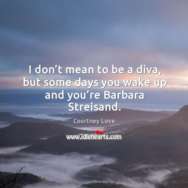 I don’t mean to be a diva, but some days you wake up and you’re barbara streisand. 