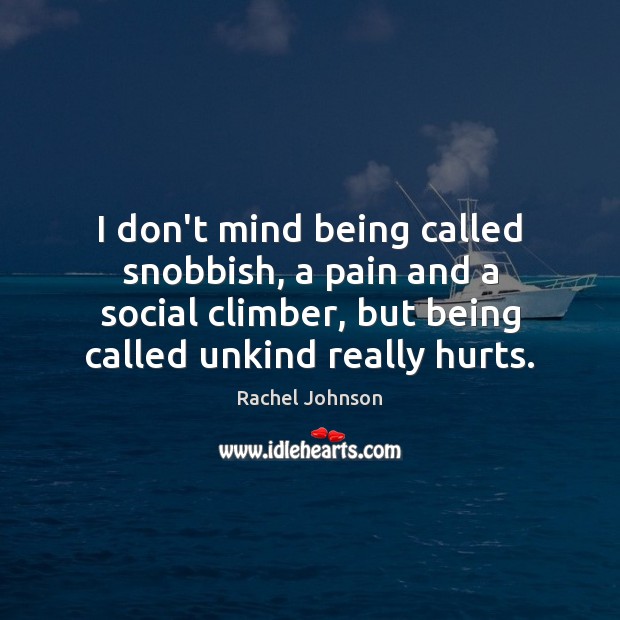 I don’t mind being called snobbish, a pain and a social climber, Rachel Johnson Picture Quote
