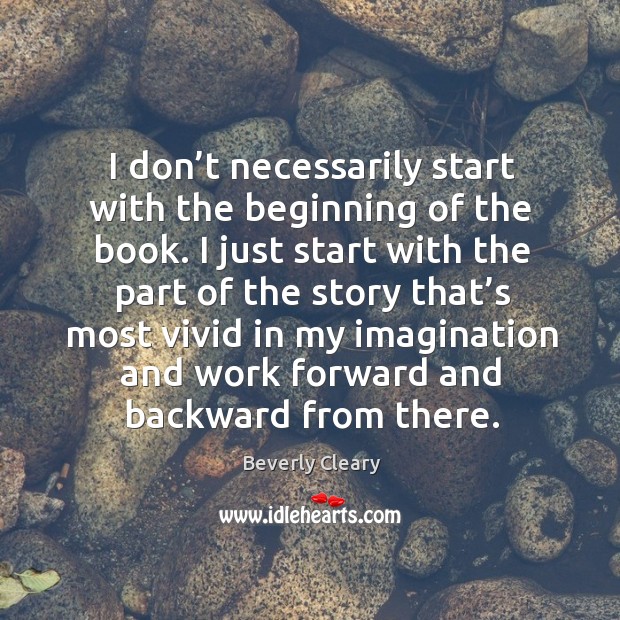 I don’t necessarily start with the beginning of the book. I just start with the part of the story Image
