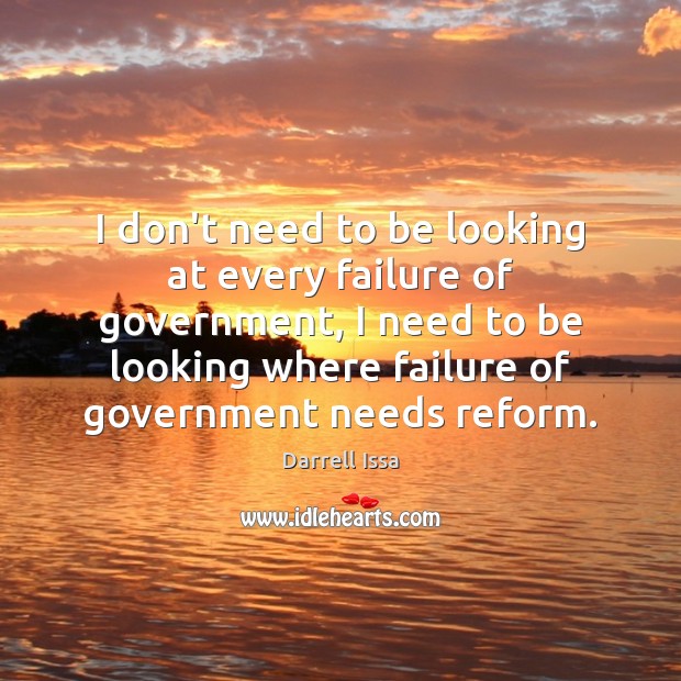 I don’t need to be looking at every failure of government, I Darrell Issa Picture Quote