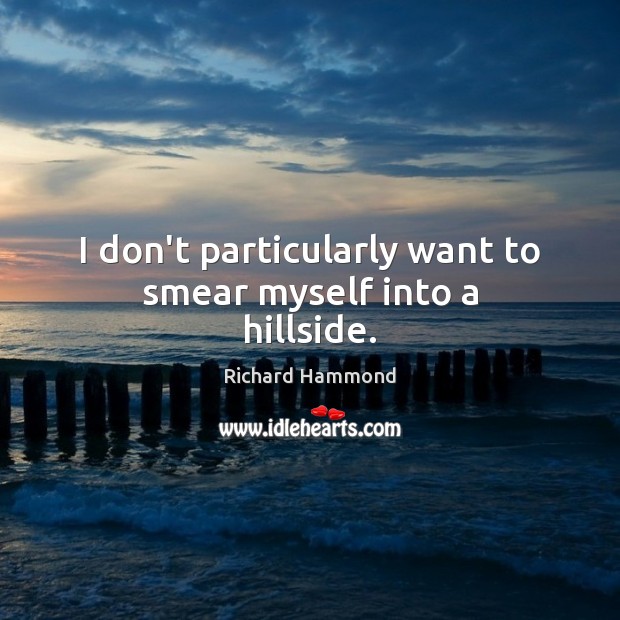 I don’t particularly want to smear myself into a hillside. Richard Hammond Picture Quote