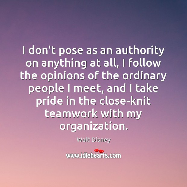 I don’t pose as an authority on anything at all, I follow Teamwork Quotes Image
