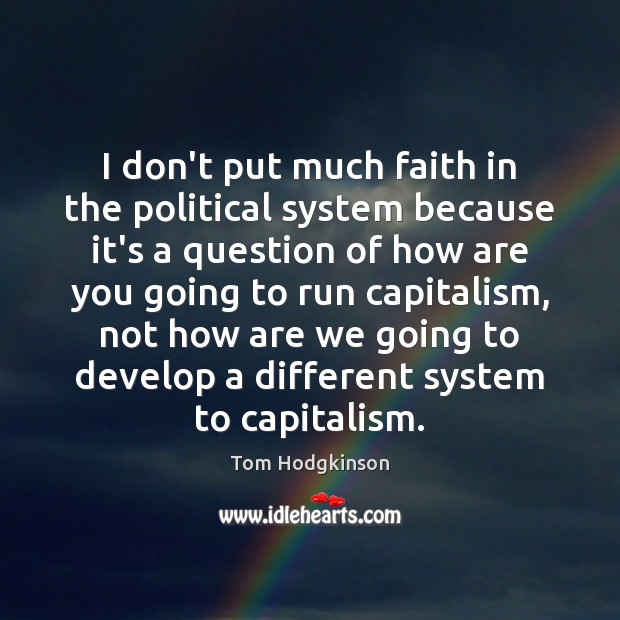 I don’t put much faith in the political system because it’s a Tom Hodgkinson Picture Quote