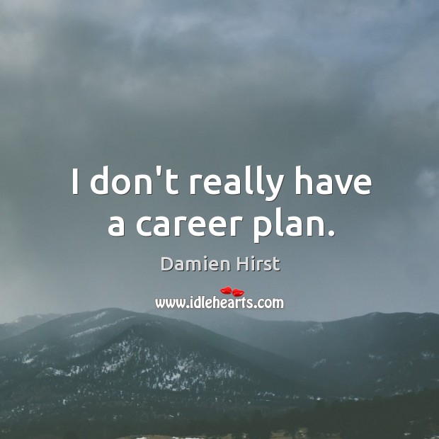 I don’t really have a career plan. Damien Hirst Picture Quote