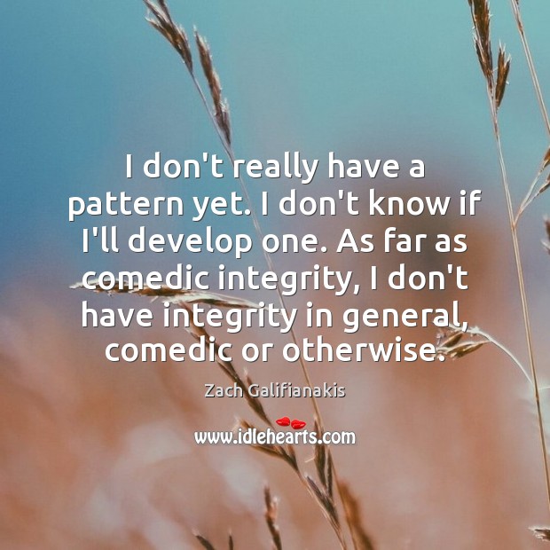 I don’t really have a pattern yet. I don’t know if I’ll Zach Galifianakis Picture Quote