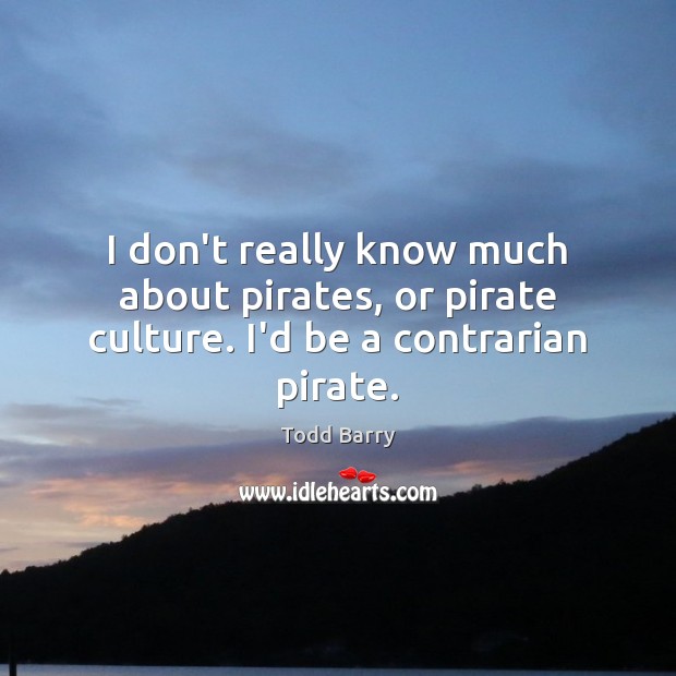 I don’t really know much about pirates, or pirate culture. I’d be a contrarian pirate. Todd Barry Picture Quote