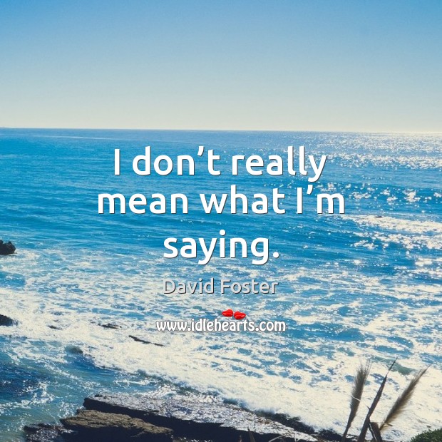 I don’t really mean what I’m saying. David Foster Picture Quote