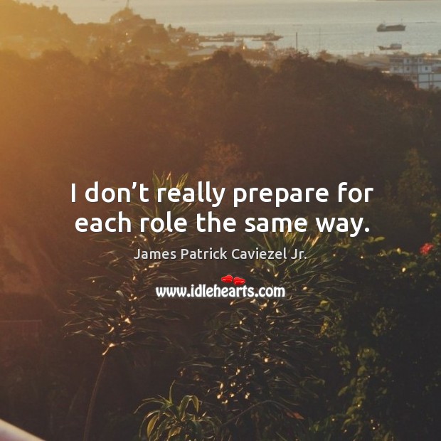I don’t really prepare for each role the same way. James Patrick Caviezel Jr. Picture Quote