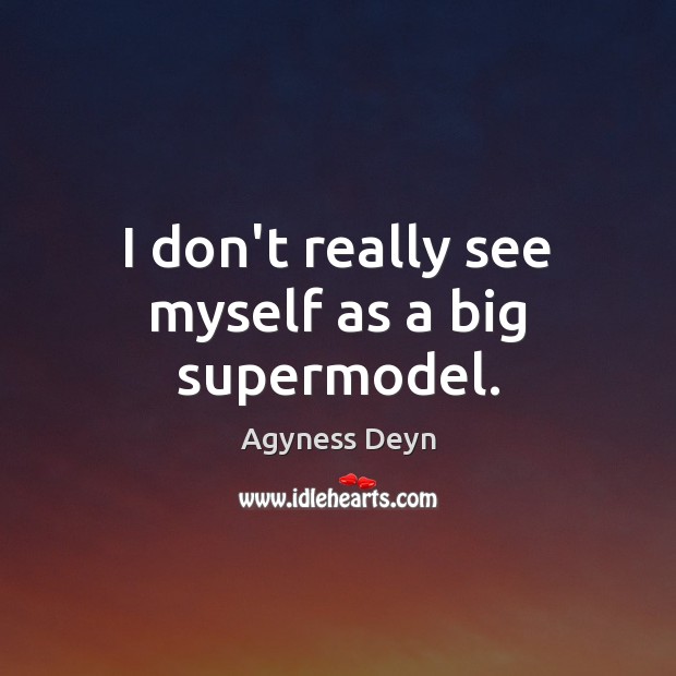 I don’t really see myself as a big supermodel. Agyness Deyn Picture Quote