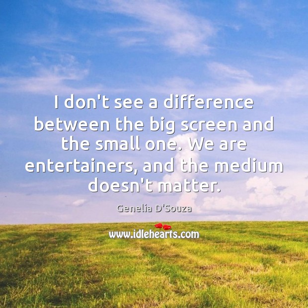 I don’t see a difference between the big screen and the small Genelia D’Souza Picture Quote