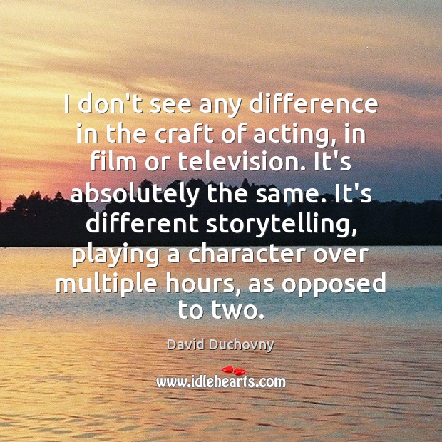 I don’t see any difference in the craft of acting, in film David Duchovny Picture Quote