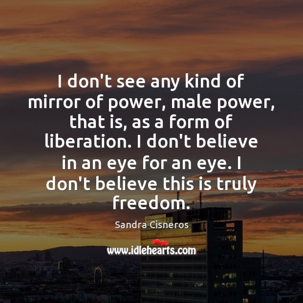 I don’t see any kind of mirror of power, male power, that Sandra Cisneros Picture Quote