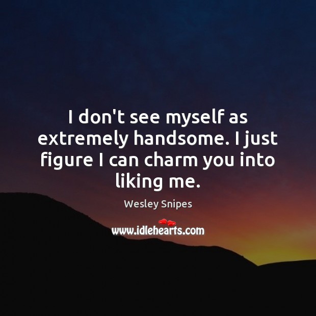 I don’t see myself as extremely handsome. I just figure I can charm you into liking me. Image