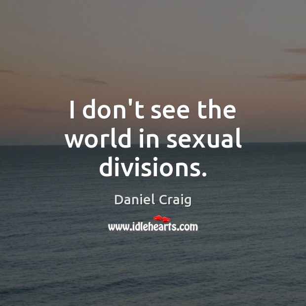 I don’t see the world in sexual divisions. Daniel Craig Picture Quote