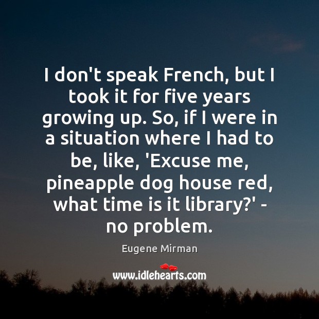 I don’t speak French, but I took it for five years growing Eugene Mirman Picture Quote