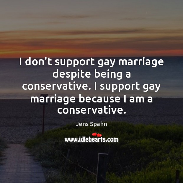 I don’t support gay marriage despite being a conservative. I support gay Jens Spahn Picture Quote