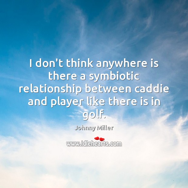 I don’t think anywhere is there a symbiotic relationship between caddie and Johnny Miller Picture Quote