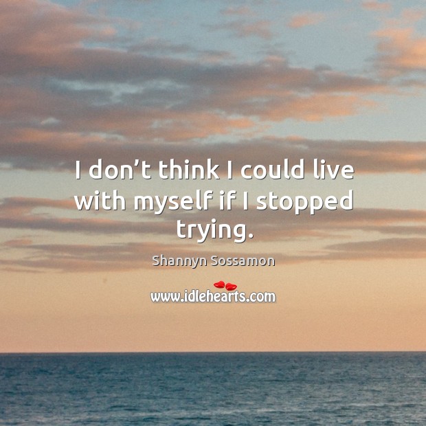 I don’t think I could live with myself if I stopped trying. Shannyn Sossamon Picture Quote