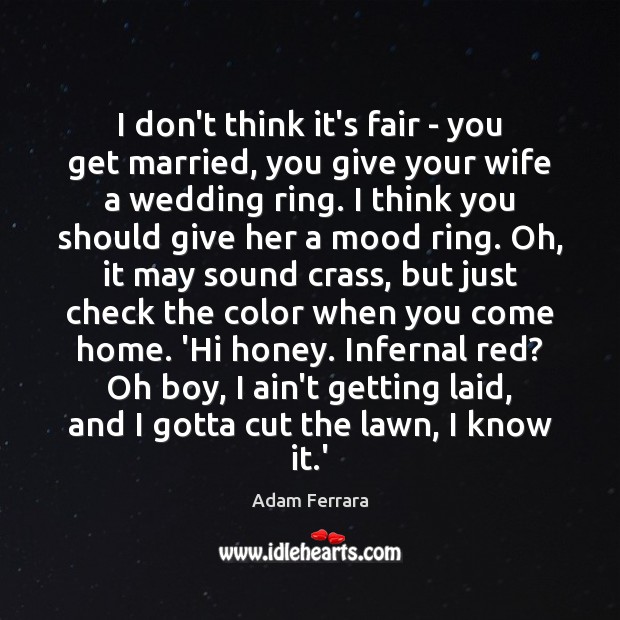 I don’t think it’s fair – you get married, you give your Adam Ferrara Picture Quote