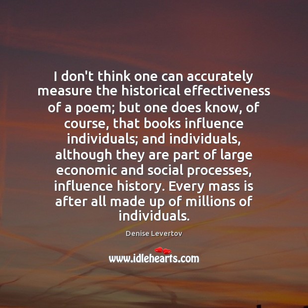 I don’t think one can accurately measure the historical effectiveness of a Denise Levertov Picture Quote