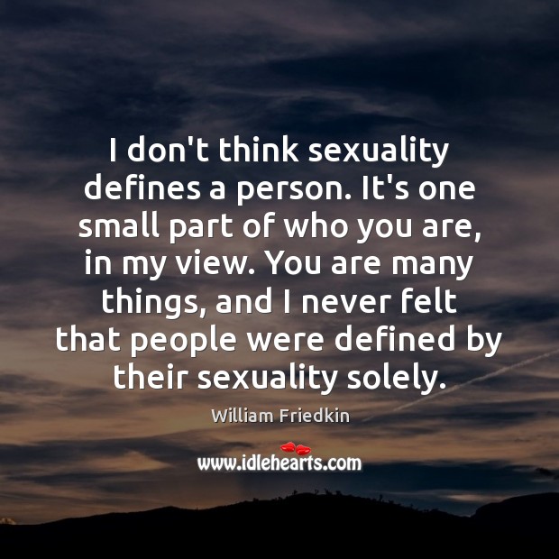 I don’t think sexuality defines a person. It’s one small part of Image