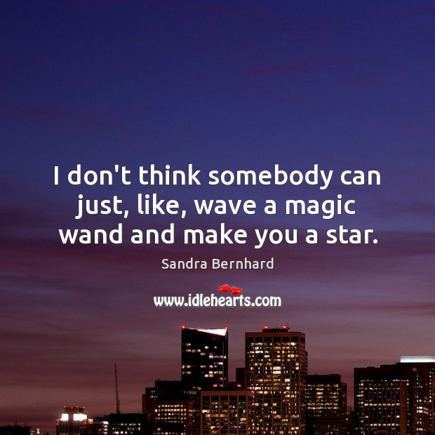 I don’t think somebody can just, like, wave a magic wand and make you a star. Sandra Bernhard Picture Quote