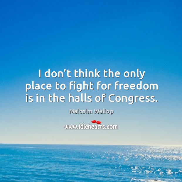 I don’t think the only place to fight for freedom is in the halls of congress. Image