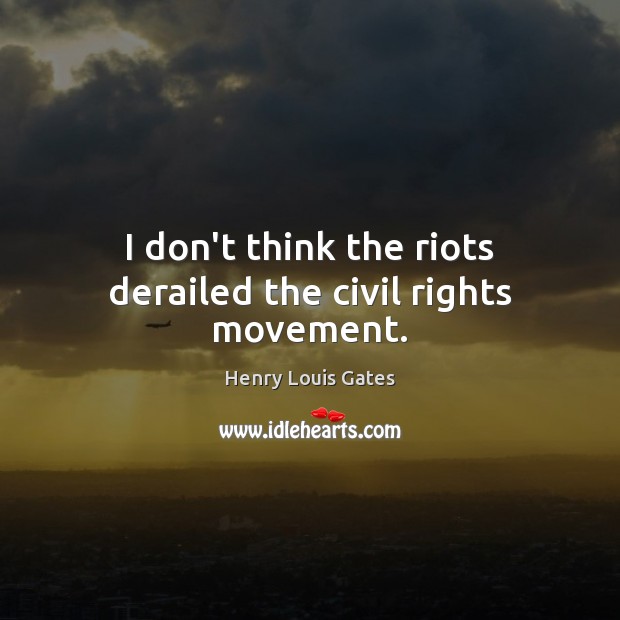 I don’t think the riots derailed the civil rights movement. Henry Louis Gates Picture Quote