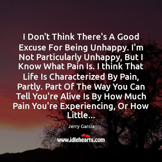 I Don’t Think There’s A Good Excuse For Being Unhappy. I’m Not Pain Quotes Image