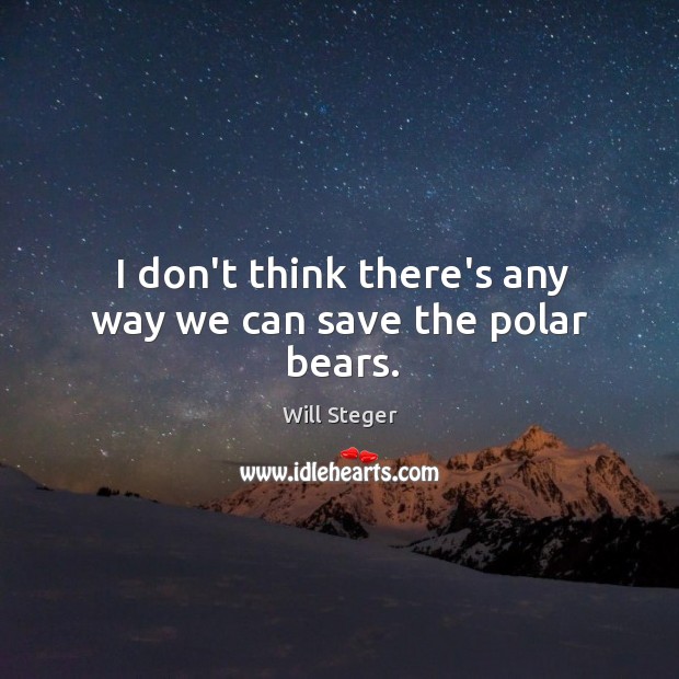 I don’t think there’s any way we can save the polar bears. Image