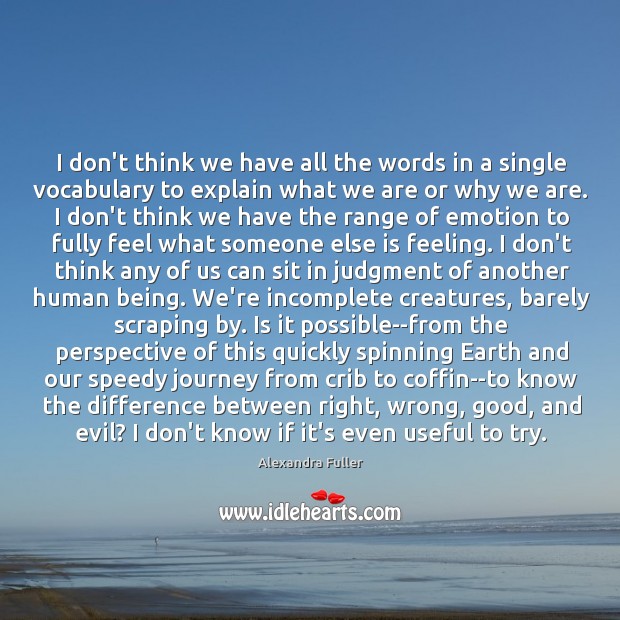 I don’t think we have all the words in a single vocabulary Alexandra Fuller Picture Quote