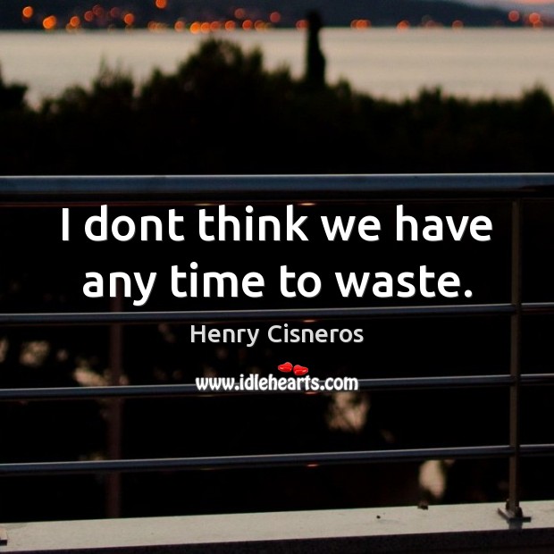 I dont think we have any time to waste. Henry Cisneros Picture Quote