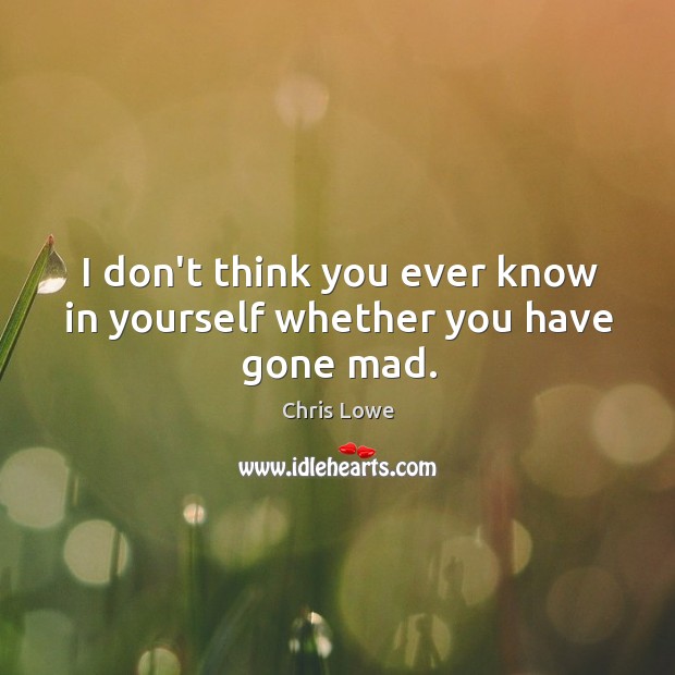 I don’t think you ever know in yourself whether you have gone mad. Chris Lowe Picture Quote