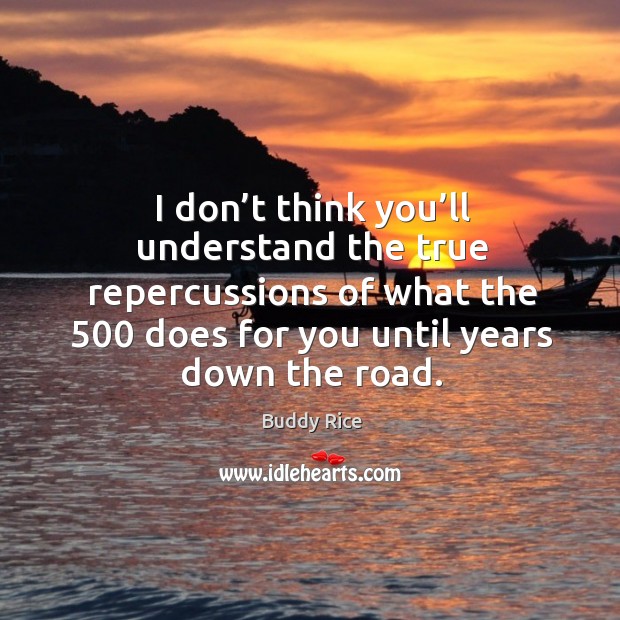 I don’t think you’ll understand the true repercussions of what the 500 does for you until years down the road. Buddy Rice Picture Quote