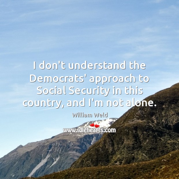 I don’t understand the Democrats’ approach to Social Security in this country, William Weld Picture Quote