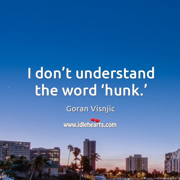I don’t understand the word ‘hunk.’ Goran Visnjic Picture Quote