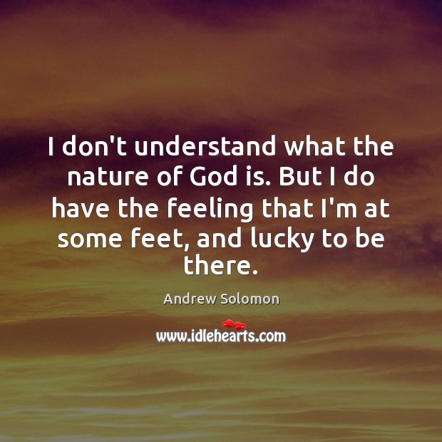 I don’t understand what the nature of God is. But I do Andrew Solomon Picture Quote