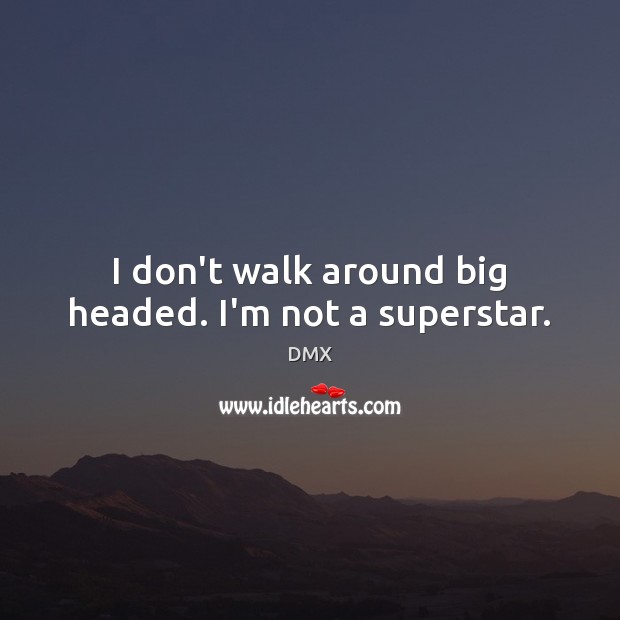 I don’t walk around big headed. I’m not a superstar. DMX Picture Quote