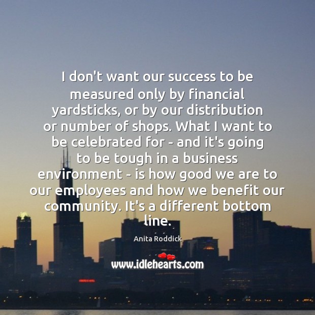 I don’t want our success to be measured only by financial yardsticks, Environment Quotes Image