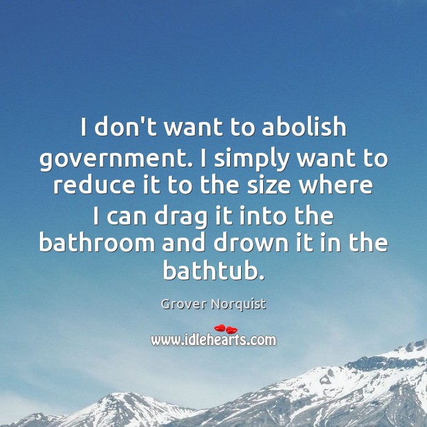 I don’t want to abolish government. I simply want to reduce it 