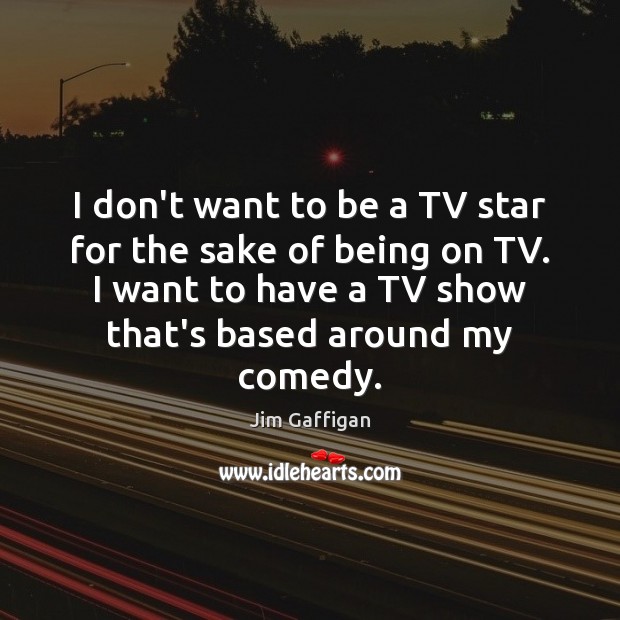I don’t want to be a TV star for the sake of Jim Gaffigan Picture Quote