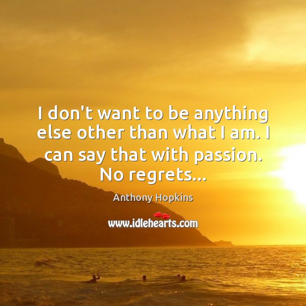 I don’t want to be anything else other than what I am. Image