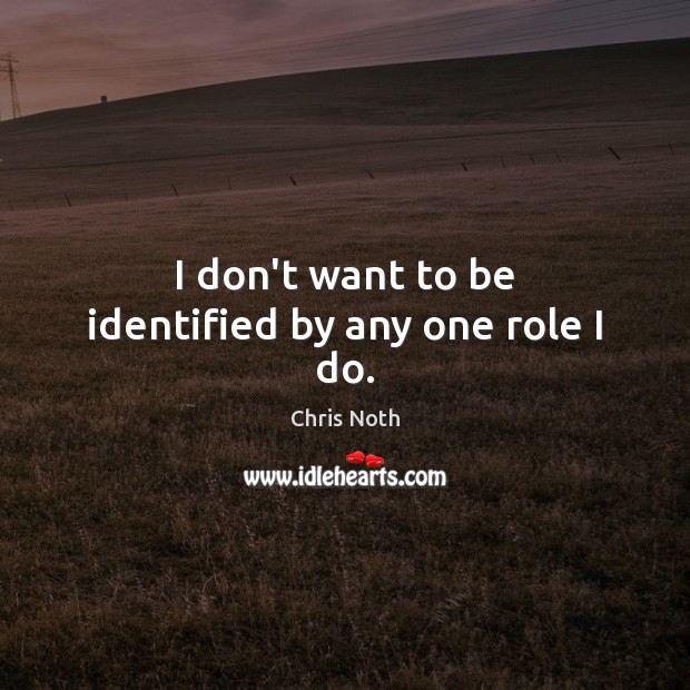 I don’t want to be identified by any one role I do. Chris Noth Picture Quote