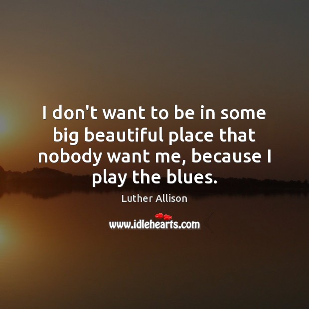 I don’t want to be in some big beautiful place that nobody Luther Allison Picture Quote