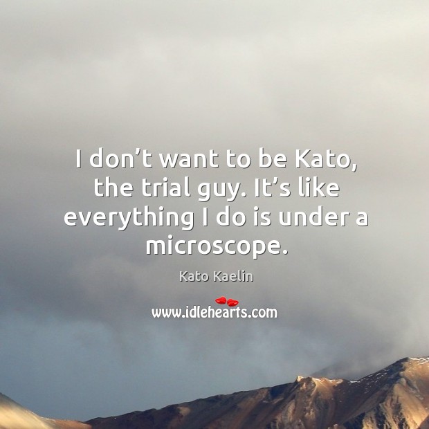 I don’t want to be kato, the trial guy. It’s like everything I do is under a microscope. Kato Kaelin Picture Quote
