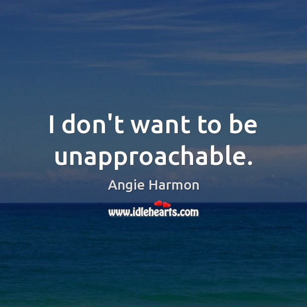 I don’t want to be unapproachable. Angie Harmon Picture Quote
