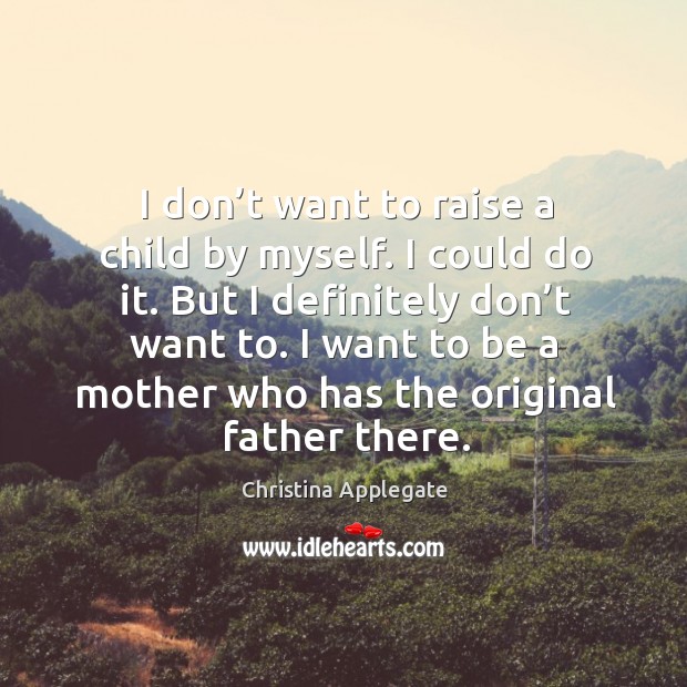 I don’t want to raise a child by myself. I could do it. But I definitely don’t want to. Christina Applegate Picture Quote
